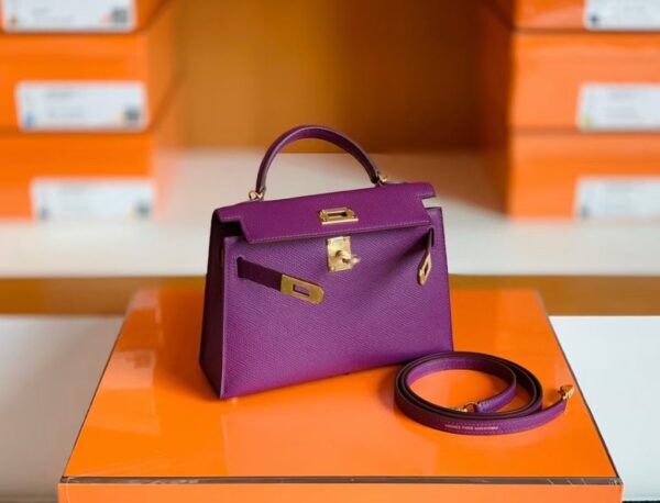 Hermes Mini Kelly Epsom P9 actiniae purple Gold Hardware 19cm Full Handmade