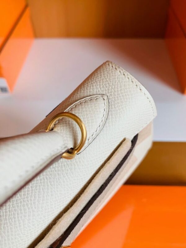 Hermes Kelly Epsom Creamy White & s2 Trench Grey Gold Hardware 25cm Full Handmade