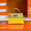 Hermes Mini Kelly Chevre 9O Naples yellow Silver Hardware 19cm Full Handmade