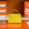 Hermes Mini Kelly Chevre 9O Naples yellow Silver Hardware 19cm Full Handmade