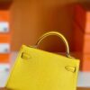 Hermes Mini Kelly Chevre 9O Naples yellow Silver Hardware 19cm Full Handmade