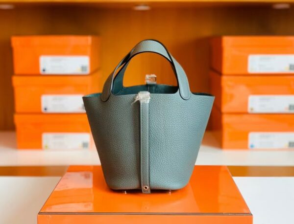 Hermes Picotin TC 63 Almond green Silver Hardware 18cm Full Handmade