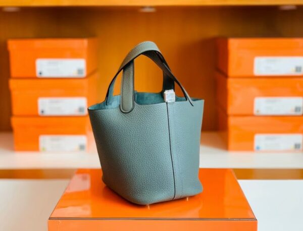 Hermes Picotin TC 63 Almond green Silver Hardware 18cm Full Handmade