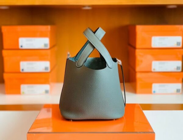Hermes Picotin TC 63 Almond green Silver Hardware 18cm Full Handmade