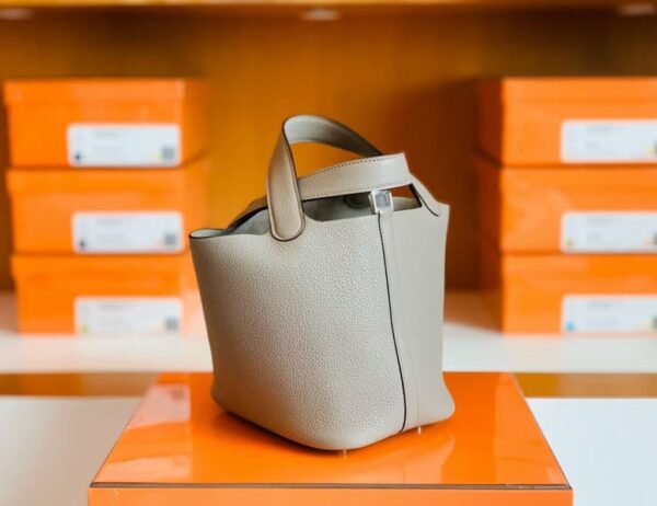 Hermes Picotin Togo m8 Griss Asphalte Silver Hardware 18cm Full Handmade