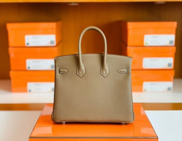 Hermes Birkin Togo CK18 Etoupe Grey Silver Hardware 25cm Full Handmade