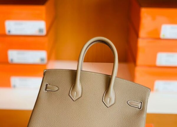 Hermes Birkin Togo CK18 Etoupe Grey Silver Hardware 25cm Full Handmade