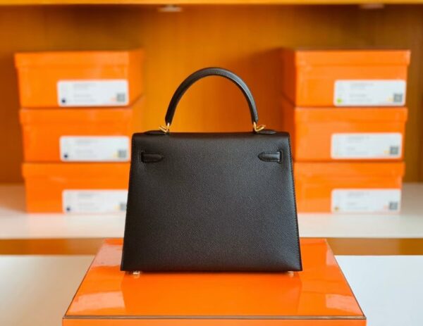Hermes Kelly Epsom CK89 Black Gold Hardware 25cm Full Handmade