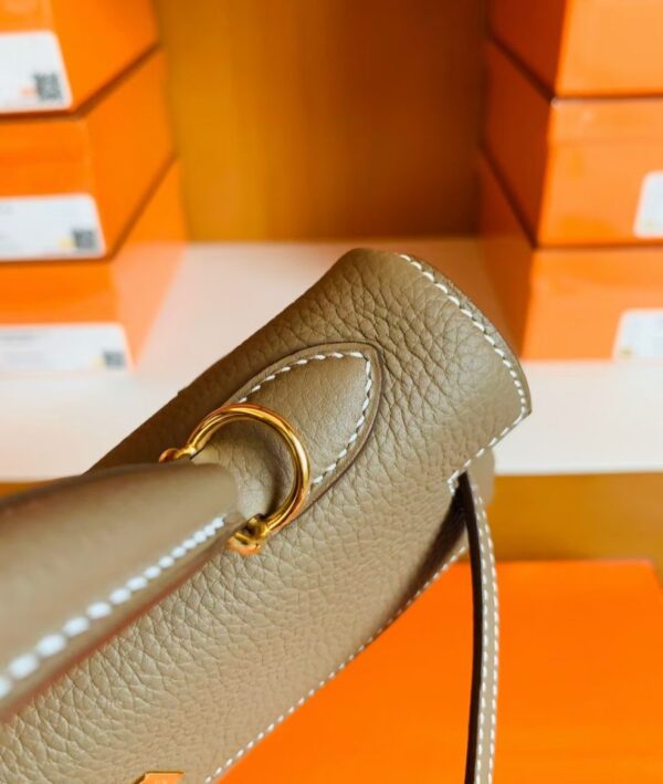Hermes Kelly Togo CK18 Etoupe Grey Gold Hardware 25cm Full Handmade