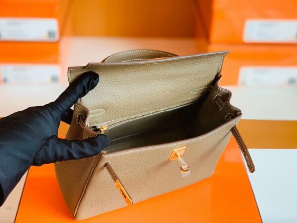 Hermes Kelly Togo CK18 Etoupe Grey Gold Hardware 25cm Full Handmade