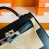 Hermes Mini Kelly Box Leather CK89 Black Silver Hardware 19cm Full Handmade