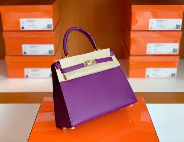 Hermes Kelly Epsom p9 actiniae purple Gold Hardware 25cm Full Handmade