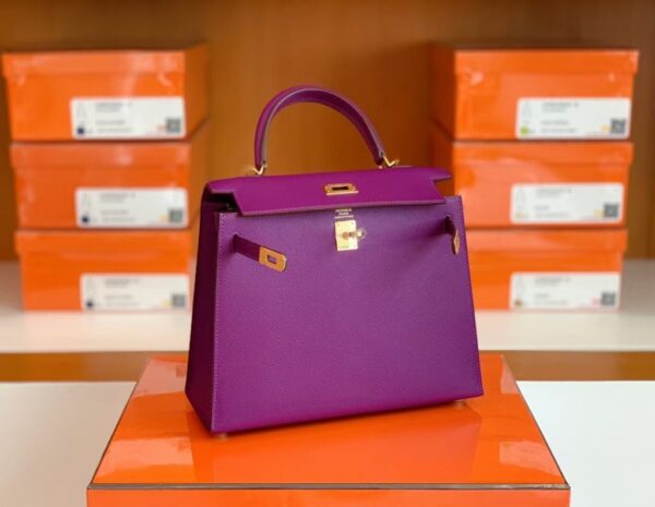 Hermes Kelly Epsom p9 actiniae purple Gold Hardware 25cm Full Handmade