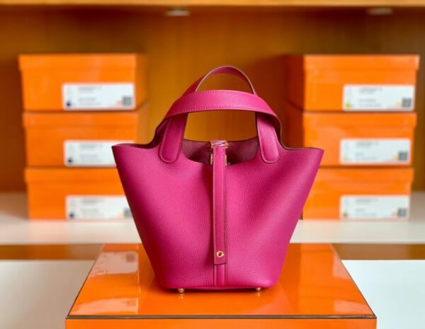 Hermes Picotin TC L3 Rose purple Gold Hardware 18cm Full Handmade
