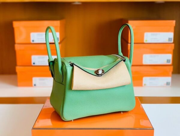Hermes Lindy Togo 3i Avocado green Silver Hardware 26cm Full Handmade