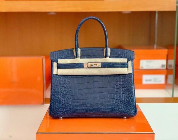 mmexport1687341747561-1024x804-1 Hermes Birkin Matte Alligator crocodile 7L Gem Blue Silver Hardware 30cm Full Handmade