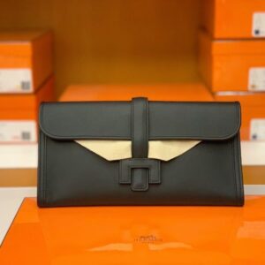 Hermes Jige Wallet Swift ck89 Black 31cm Full Handmade