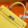 Hermes Kelly Epsom 9O Lemon yellow Silver Hardware 25cm Full Handmade