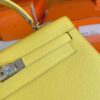 Hermes Kelly Epsom 9O Lemon yellow Silver Hardware 25cm Full Handmade