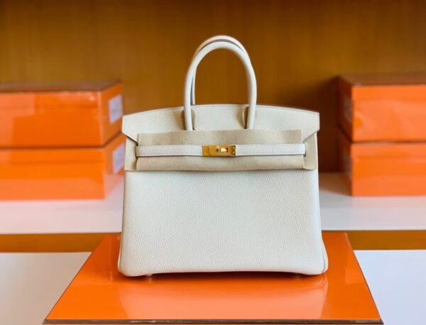 Hermes Birkin Togo Creamy White Gold Hardware 25cm Full Handmade