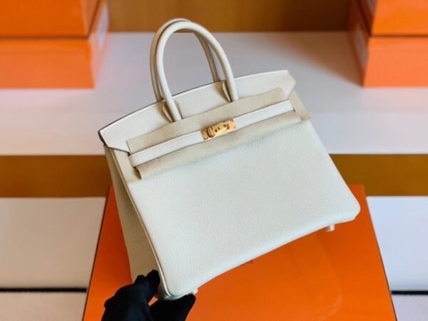 Hermes Birkin Togo Creamy White Gold Hardware 25cm Full Handmade