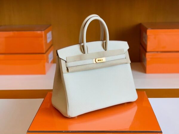 Hermes Birkin Togo Creamy White Gold Hardware 25cm Full Handmade