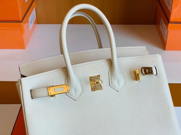 Hermes Birkin Togo Creamy White Gold Hardware 25cm Full Handmade