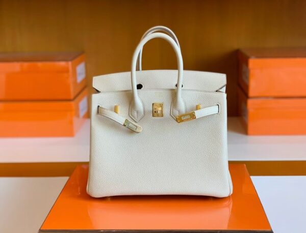 Hermes Birkin Togo Creamy White Gold Hardware 25cm Full Handmade