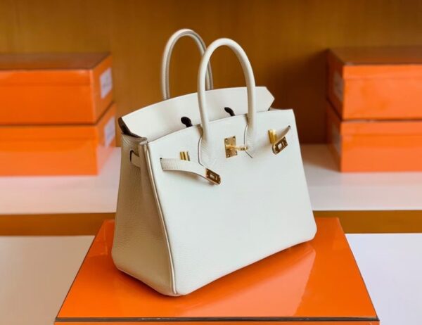 Hermes Birkin Togo Creamy White Gold Hardware 25cm Full Handmade