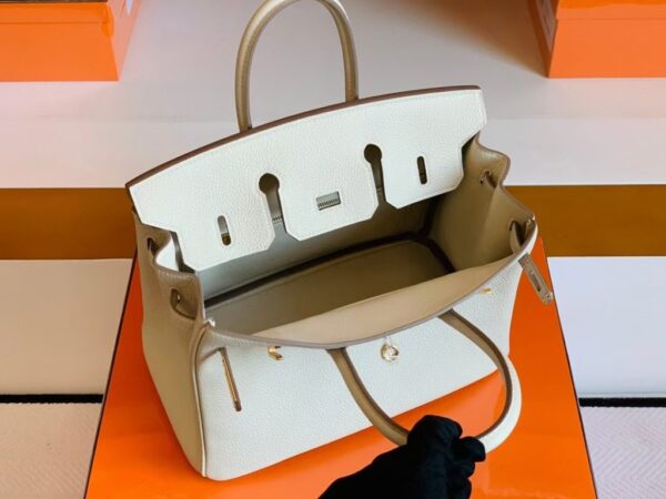 Hermes Birkin Togo Creamy White Gold Hardware 25cm Full Handmade