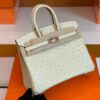 Hermes Birkin Ostrich 3C Wool white Rose Gold Hardware 25cm Full Handmade