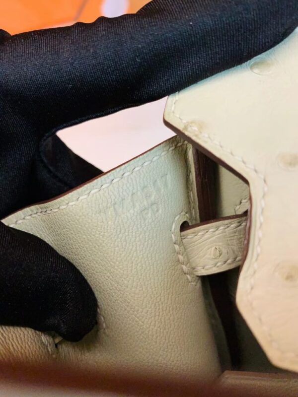 Hermes Birkin Ostrich 3C Wool white Rose Gold Hardware 25cm Full Handmade