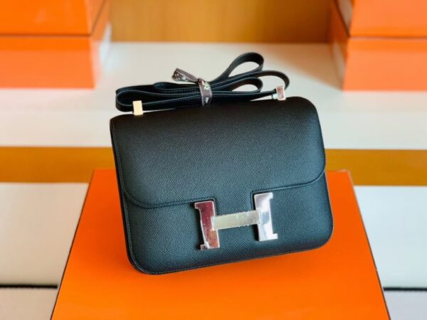 Hermes Constance Epsom Black Silver Hardware 24cm Full Handmade