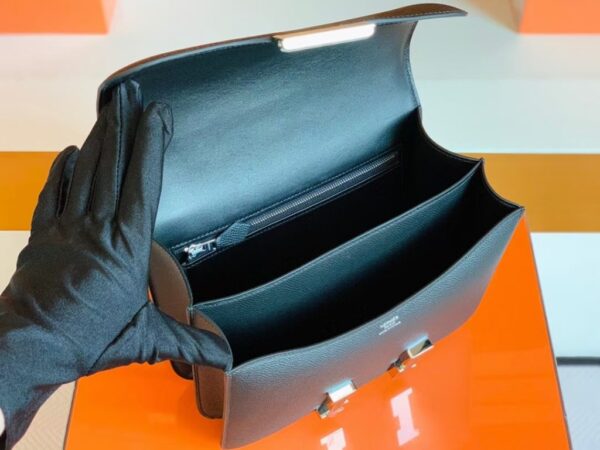 Hermes Constance Epsom Black Silver Hardware 24cm Full Handmade