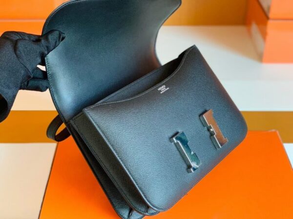 Hermes Constance Epsom Black Silver Hardware 24cm Full Handmade