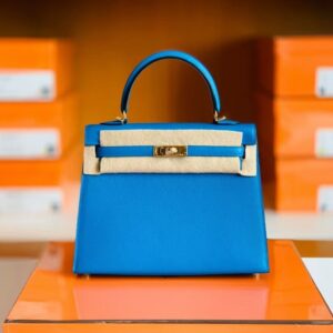 Hermes Kelly Epsom Izmir blue Gold Hardware 25cm Full Handmade