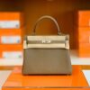 Hermes Kelly Togo Etoupe Grey Silver Hardware 25cm Full Handmade