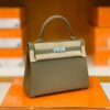 Hermes Kelly Togo Etoupe Grey Silver Hardware 25cm Full Handmade
