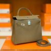 Hermes Kelly Togo Etoupe Grey Silver Hardware 25cm Full Handmade