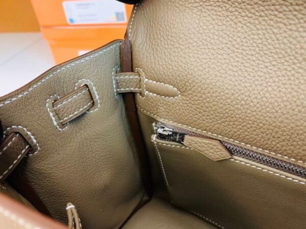 Hermes Kelly Togo Etoupe Grey Silver Hardware 25cm Full Handmade