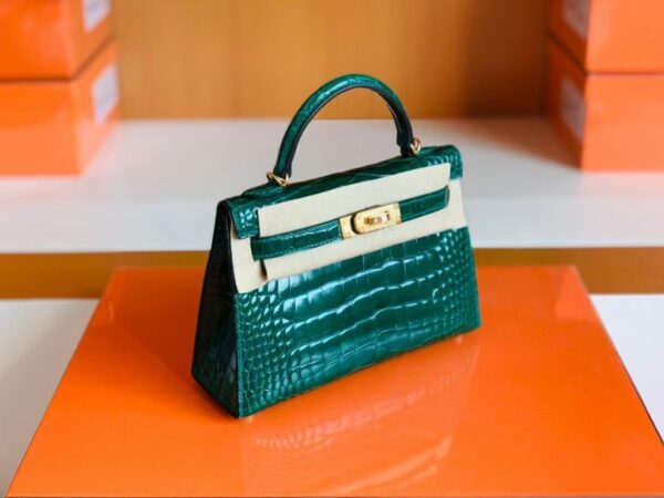 mmexport1690709775809-1024x768-1 Hermes Mini Kelly sellier shiny alligator crocodile 6Q jade green Gold Hardware 19cm Full Handmade