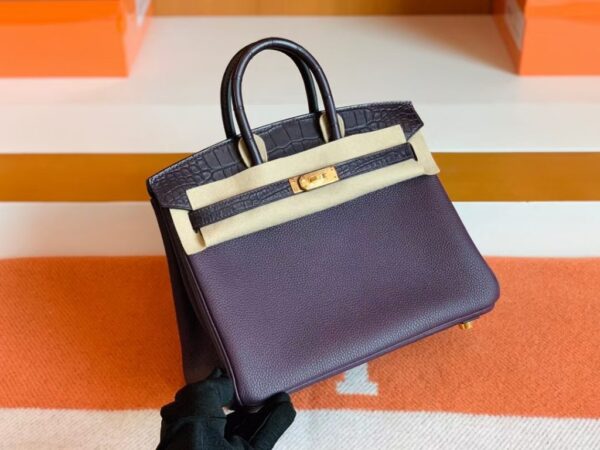 mmexport1690710230151-1024x768-2 Hermes Birkin Touch Togo & Matte crocodile Grape purple Gold Hardware 25cm Full Handmade