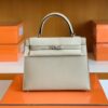 Hermès kelly Epsom s2 Light Grey Silver Hardware 25cm Full Handmade