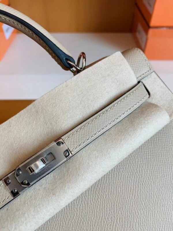 Hermès kelly Epsom s2 Light Grey Silver Hardware 25cm Full Handmade