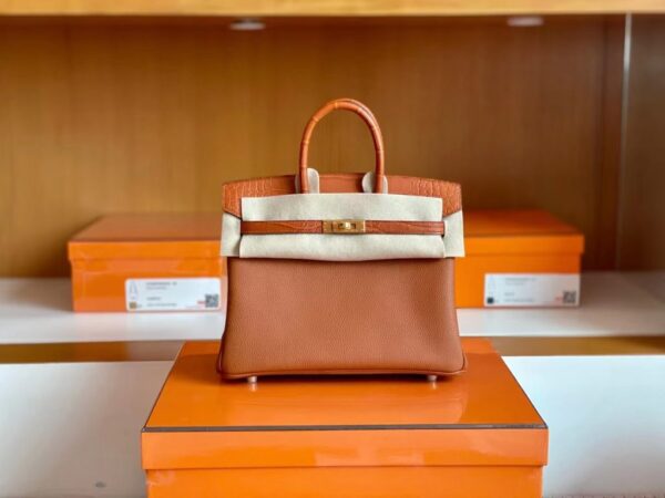 mmexport1691741520655-1024x768-2 Hermès Birkin Touch togo & Matte crocodile CK37 Golden Brown Gold Hardware 25cm Full Handmade