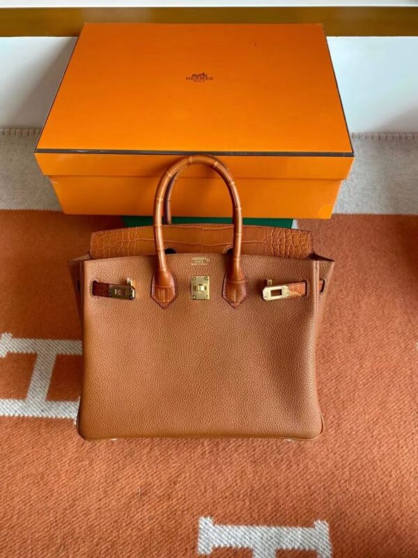 mmexport1691741523490-768x1024-1 Hermès Birkin Touch togo & Matte crocodile CK37 Golden Brown Gold Hardware 25cm Full Handmade