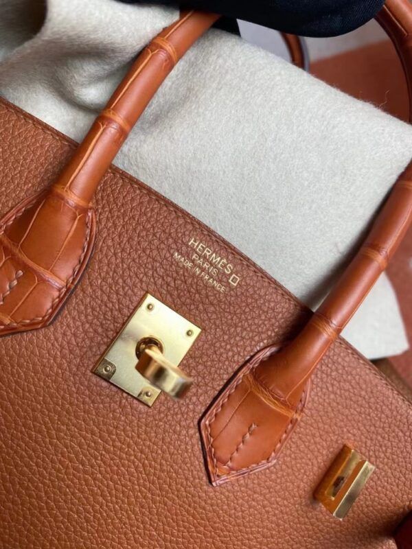 mmexport1691741526255-768x1024-1 Hermès Birkin Touch togo & Matte crocodile CK37 Golden Brown Gold Hardware 25cm Full Handmade