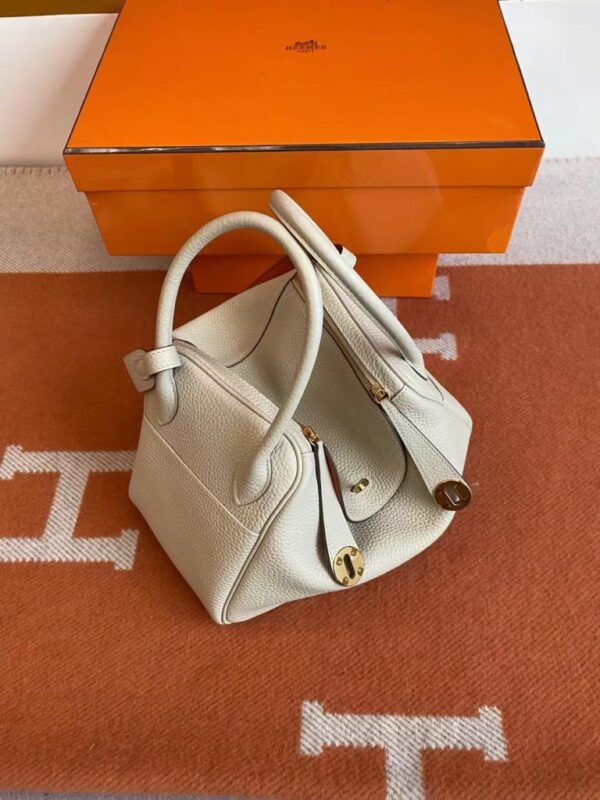 Hermès Lindy TC i2 Creamy White & Orange Gold Hardware 26cm Full Handmade