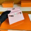 Hermès mini Kelly Sellier Chevre 3q rose sakura pink Silver Hardware 19cm Full Handmade