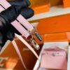 Hermès mini Kelly Sellier Chevre 3q rose sakura pink Silver Hardware 19cm Full Handmade